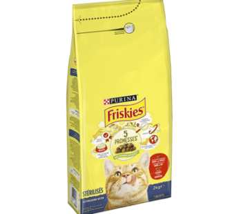 Croquettes friskies Purina – 5 Promesses – St?rilis?s – Boeuf poulet et l?gumes- 2Kg